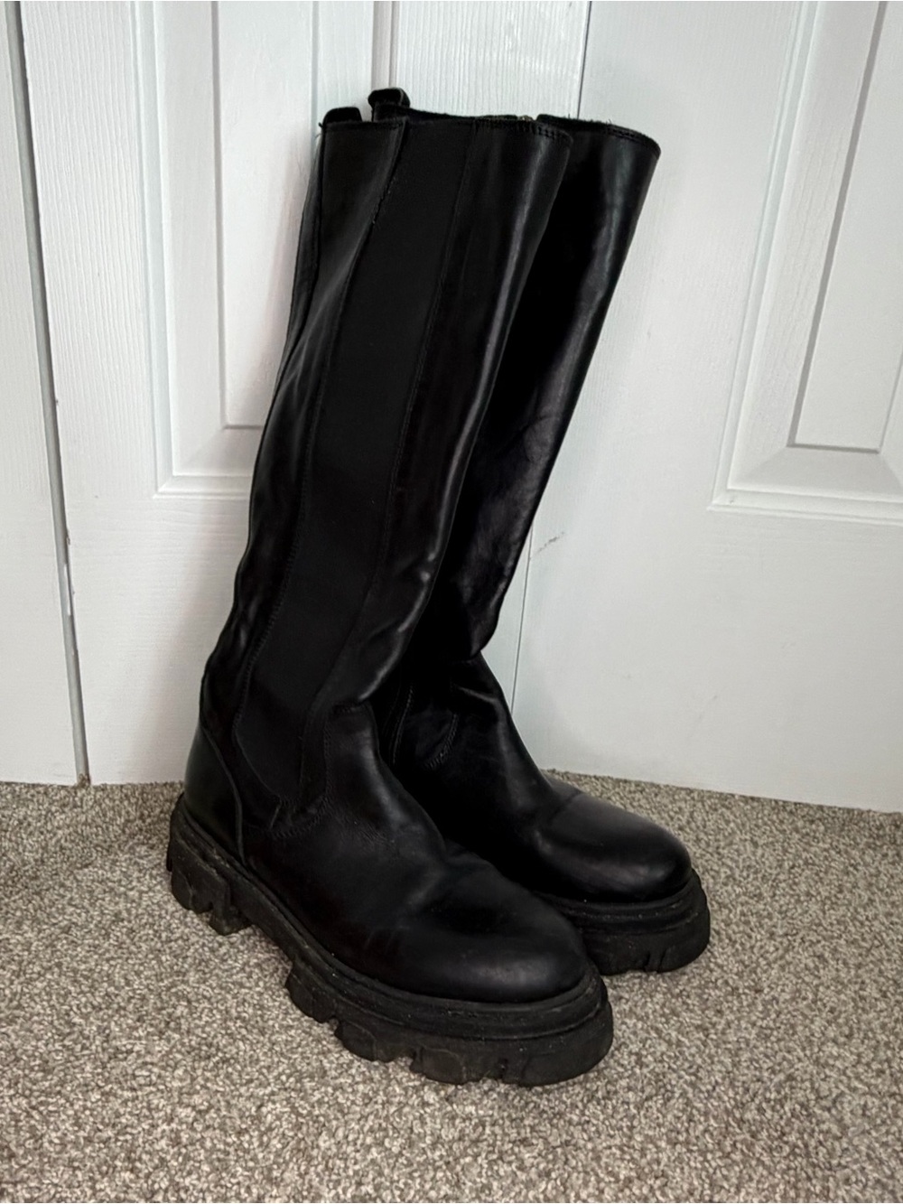Steve Madden Black Tall Combat Lug Boots